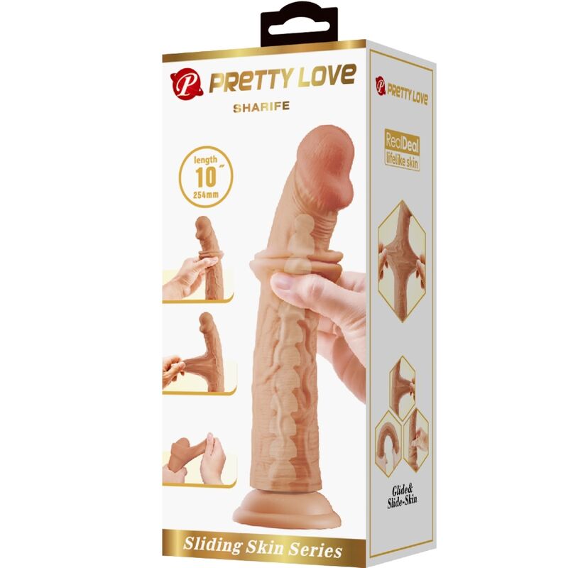 Gode réaliste Sharife avec noyau vertébral et peau coulissante 25 cm — PRETTY LOVE