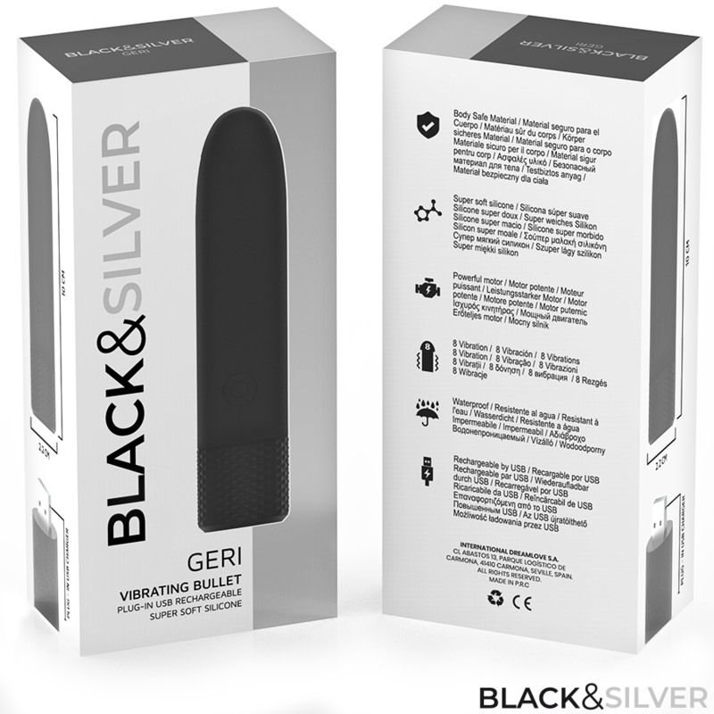 Bullet vibrant rechargeable Geri — BLACK&SILVER