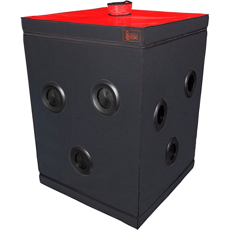 Cabine de jeu immersive scandale noir et rouge — SECRET DOME