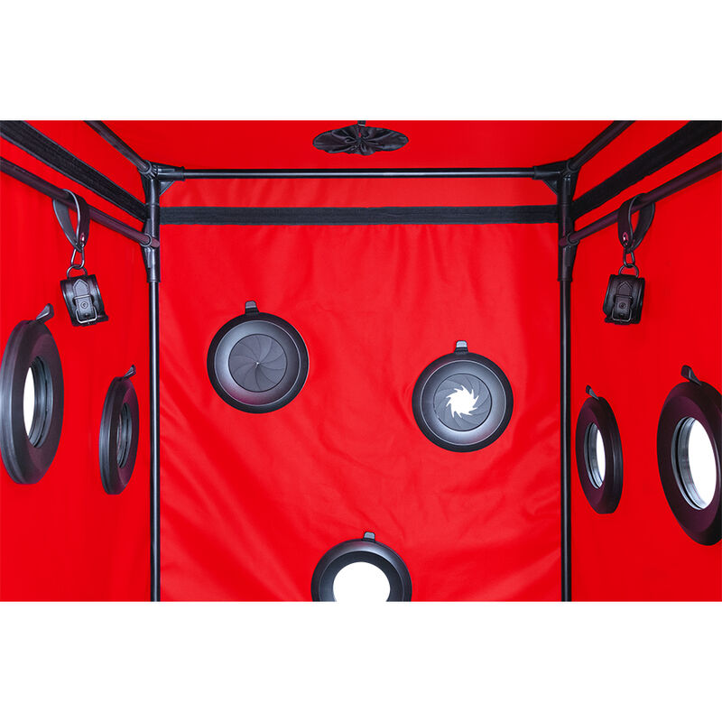Cabine de jeu immersive scandale noir et rouge — SECRET DOME