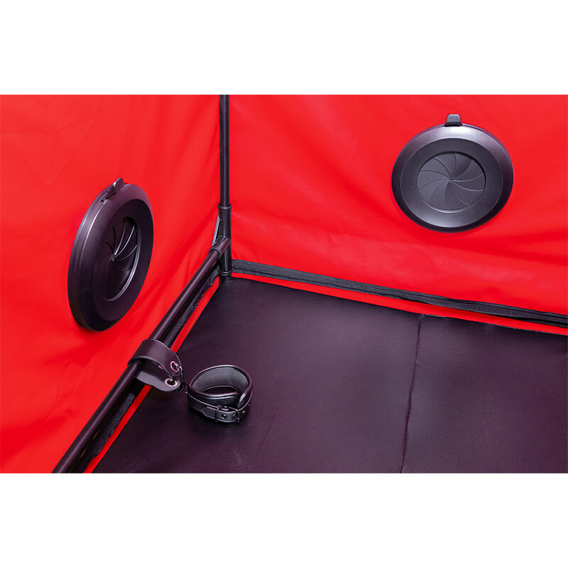 Cabine de jeu immersive scandale noir et rouge — SECRET DOME