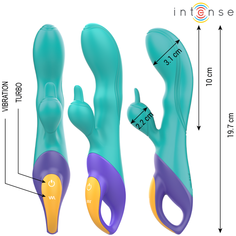 Vibrateur rabbit bleu double stimulation — INTENSE HIGH TECH