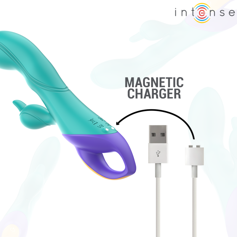 Vibrateur rabbit bleu double stimulation — INTENSE HIGH TECH