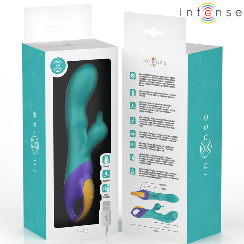 Vibrateur rabbit bleu double stimulation — INTENSE HIGH TECH