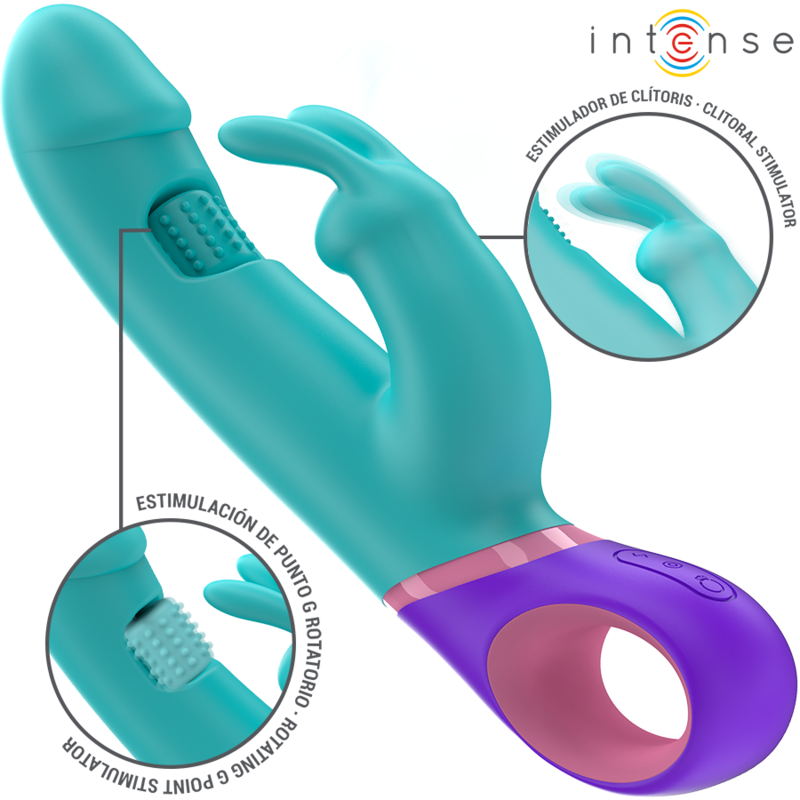 Vibrateur rabbit avec stimulateur rotatif point G — INTENSE HIGH TECH