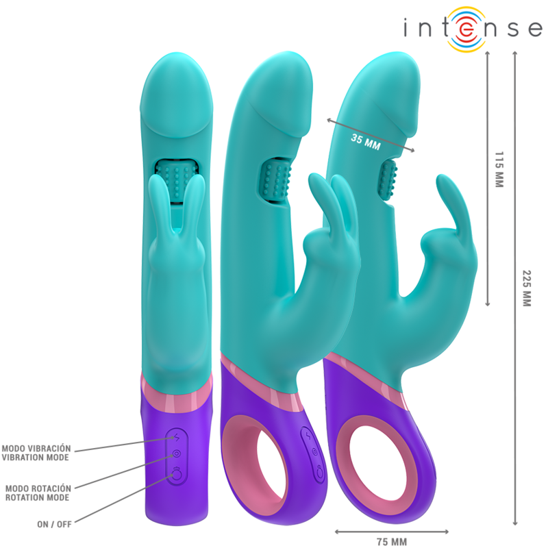 Vibrateur rabbit avec stimulateur rotatif point G — INTENSE HIGH TECH