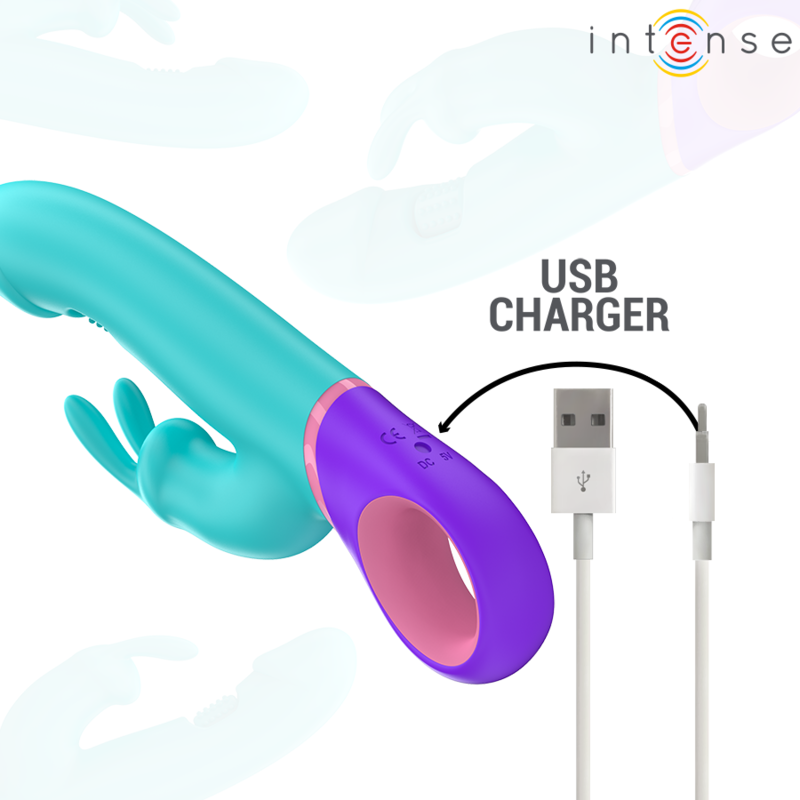 Vibrateur rabbit avec stimulateur rotatif point G — INTENSE HIGH TECH