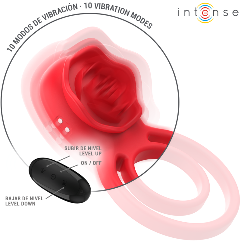 Stimulateur en forme de rose rouge vibrant 10 modes — INTENSE REMOTE CONTROL