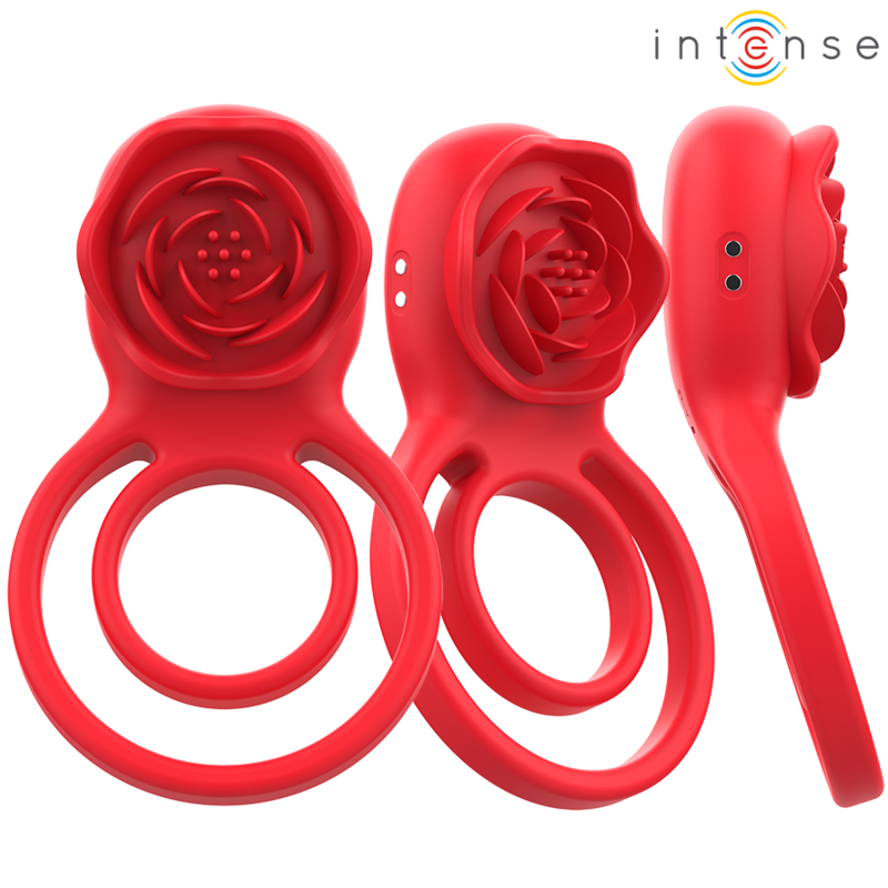 Stimulateur en forme de rose rouge vibrant 10 modes — INTENSE REMOTE CONTROL