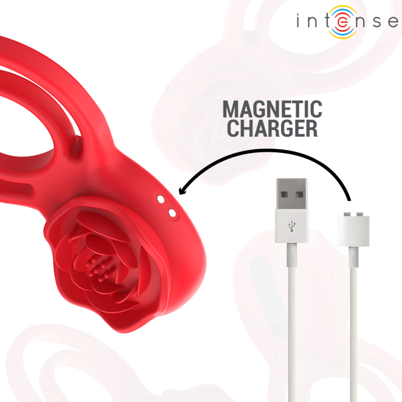 Stimulateur en forme de rose rouge vibrant 10 modes — INTENSE REMOTE CONTROL