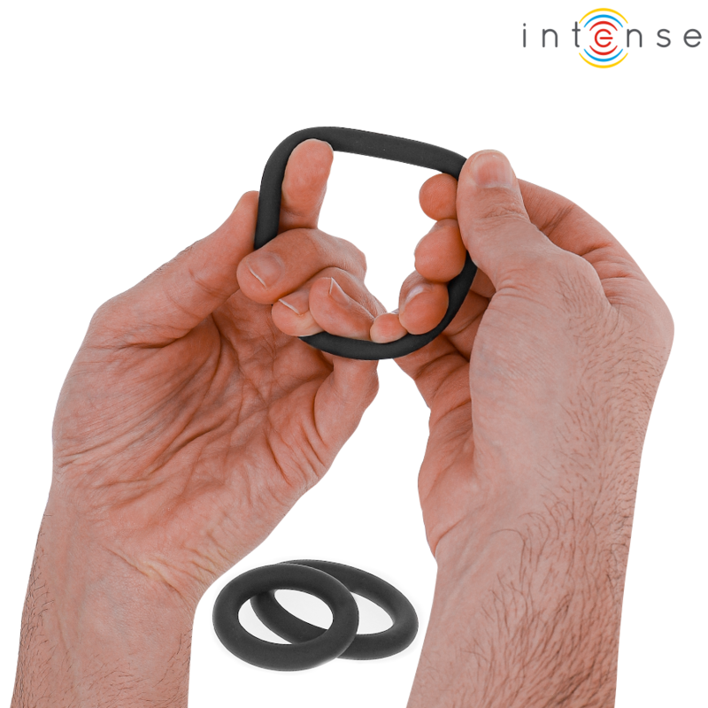 Lot de trois anneaux péniens en silicone noir — INTENSE FOR HIM