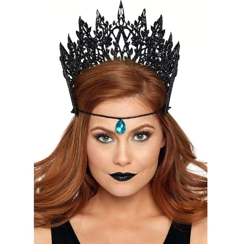 Couronne à paillettes noires ornée d'un bijou bleu — LEG AVENUE ACCESSORIES