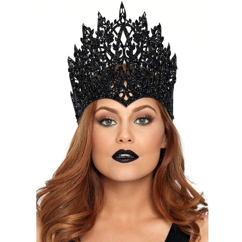 Couronne à paillettes noires ornée d'un bijou bleu — LEG AVENUE ACCESSORIES