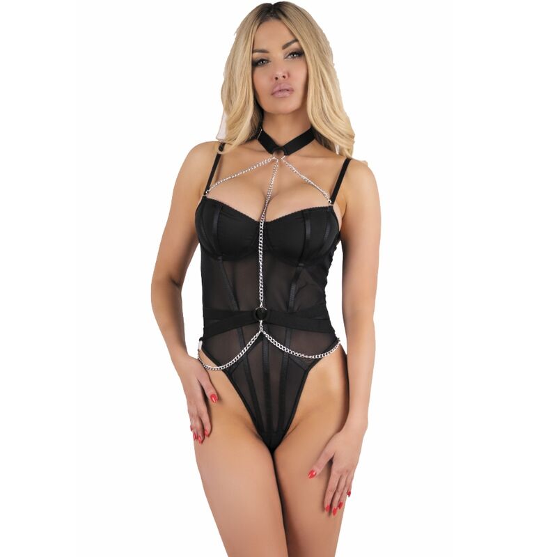Ensemble trois pièces peignoir, chemise et string mélisenda noir — LIVCO CORSETTI BODIES