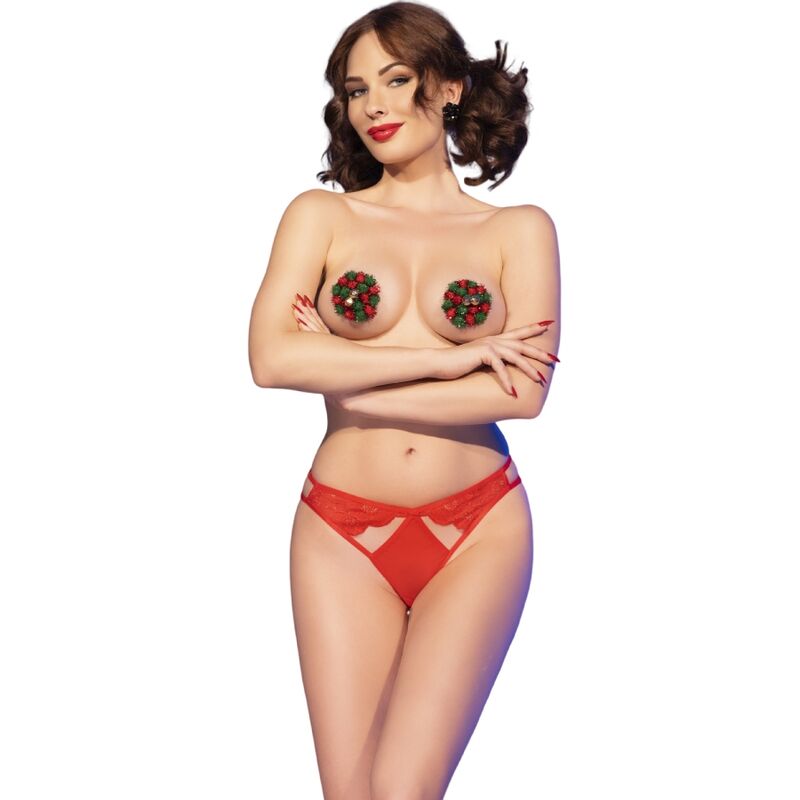 Ensemble de Noël cache-tétons et culotte rouge — CHILIROSE SETS