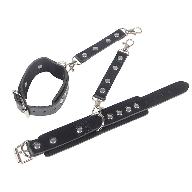 Parure de bondage menottes et ceinture noire — SUBBLIME FETISH
