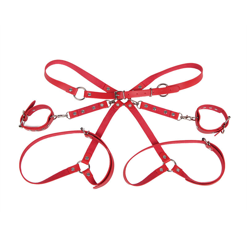 Menottes avec ceinture de bondage rouge — SUBBLIME FETISH