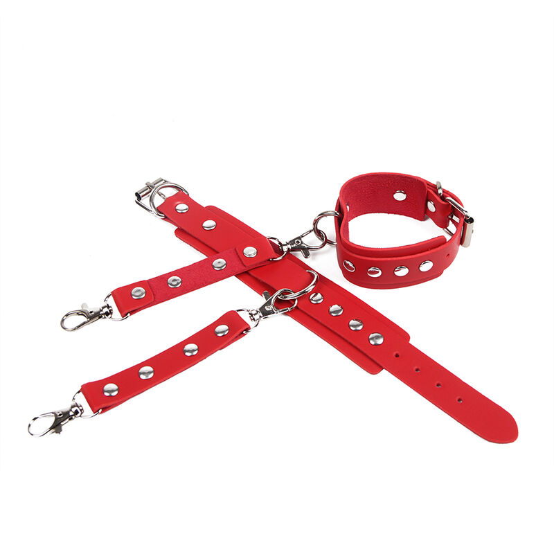 Menottes avec ceinture de bondage rouge — SUBBLIME FETISH