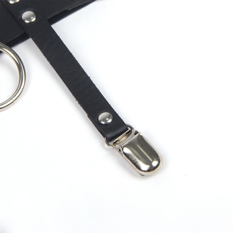 Jarretelle punk en cuir ajustable noir — SUBBLIME FETISH