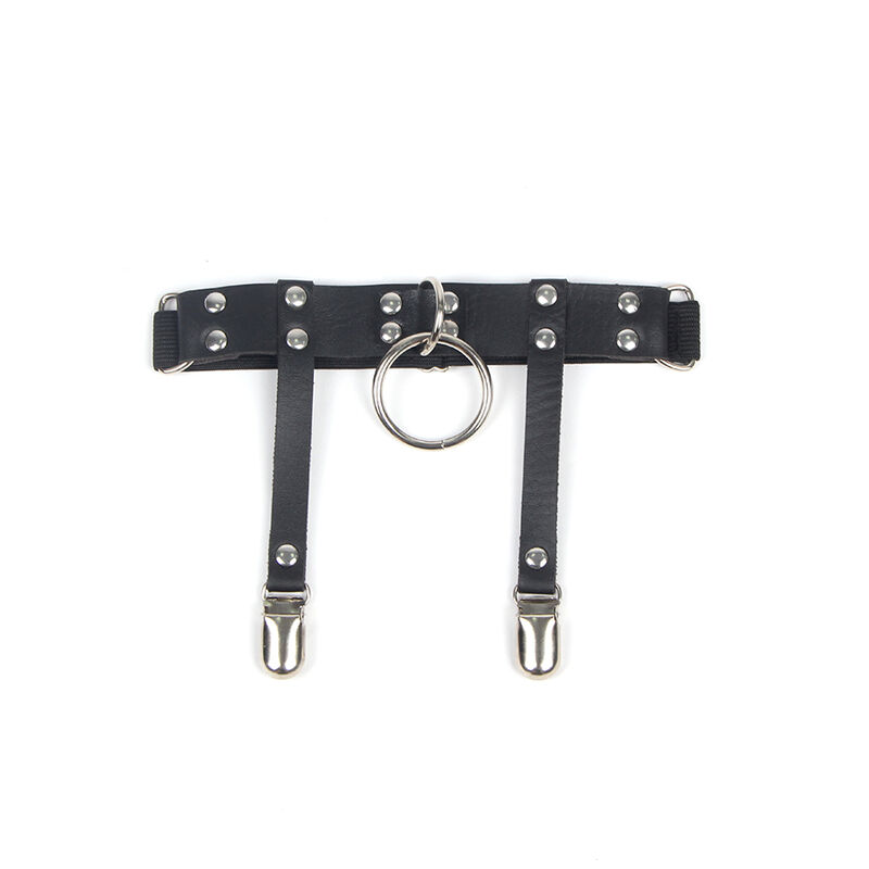 Jarretelle punk en cuir ajustable noir — SUBBLIME FETISH