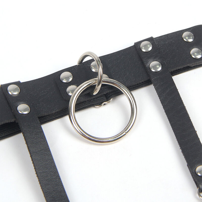 Jarretelle punk en cuir ajustable noir — SUBBLIME FETISH