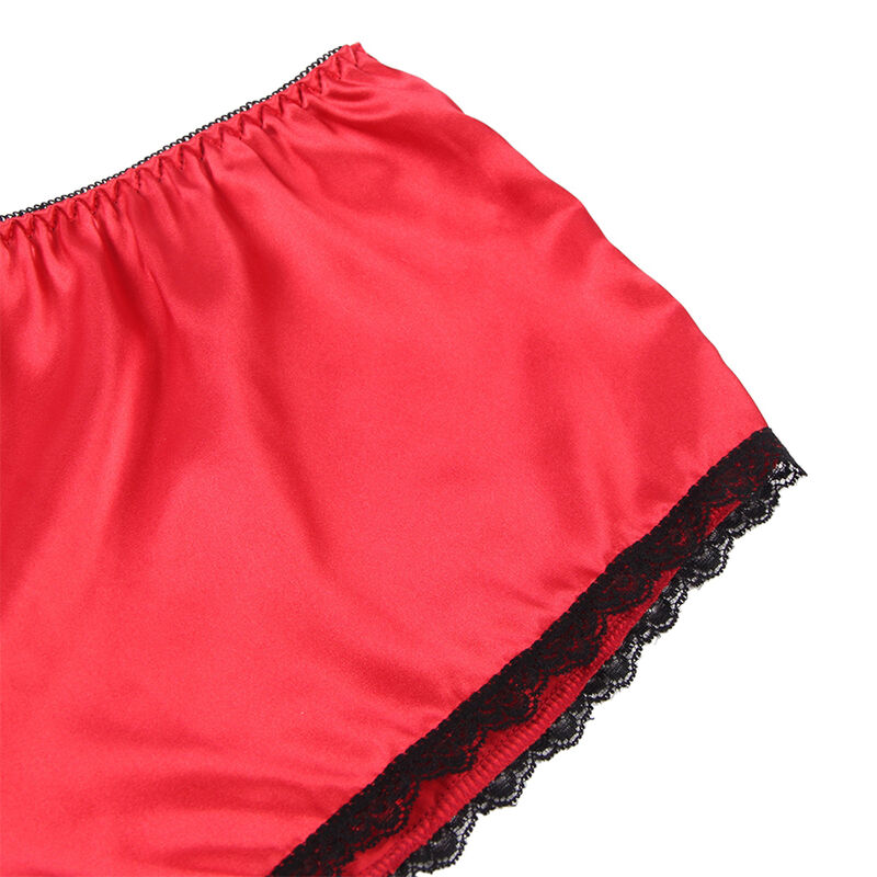 Chemisier de nuit en soie et dentelle avec culotte rouge — SUBBLIME SETS