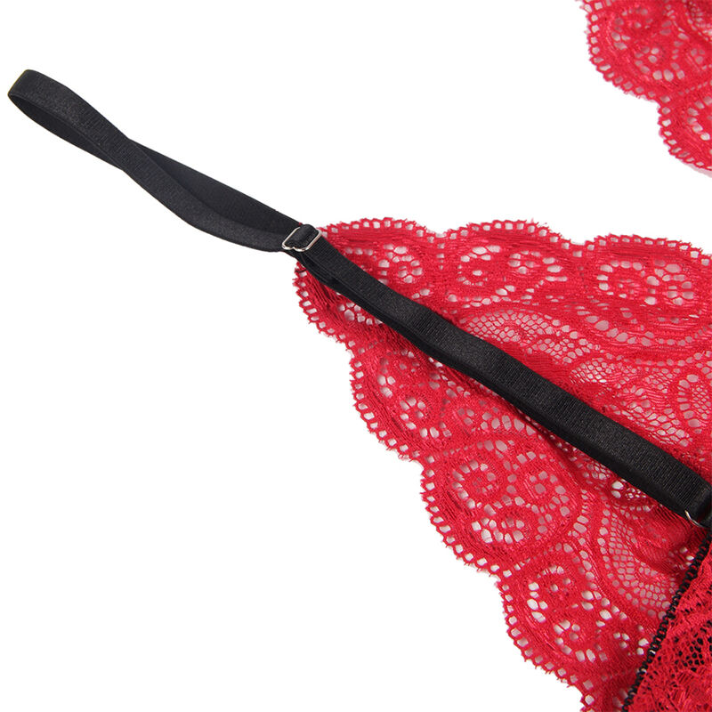 Chemisier de nuit en soie et dentelle avec culotte rouge — SUBBLIME SETS