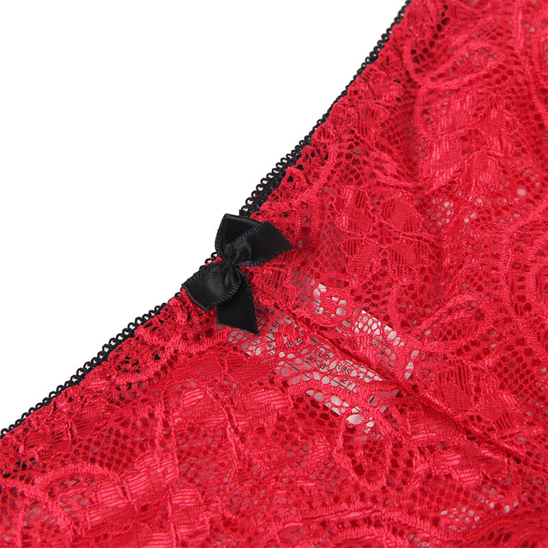 Camisola de seda e renda vermelha com cueca — SUBBLIME SETS