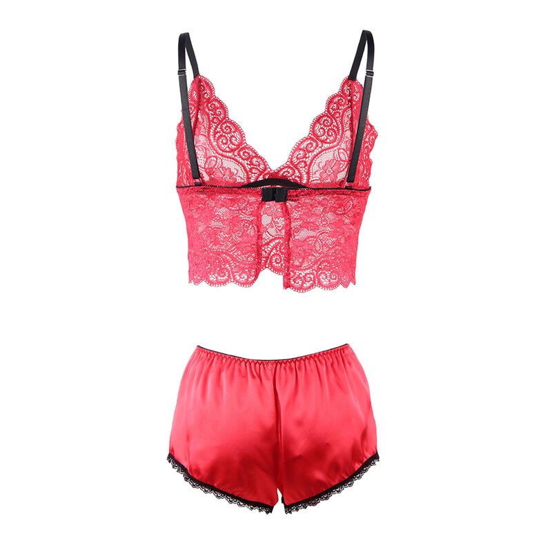 Camisola de seda e renda vermelha com cueca — SUBBLIME SETS