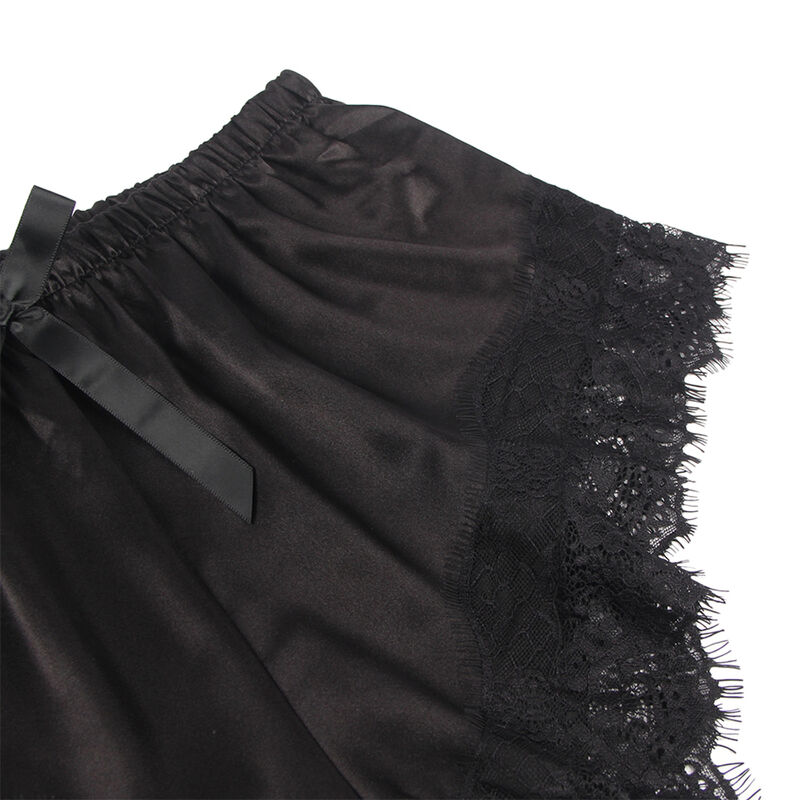 Conjunto de camisola de seda e calças de renda preta — SUBBLIME SETS
