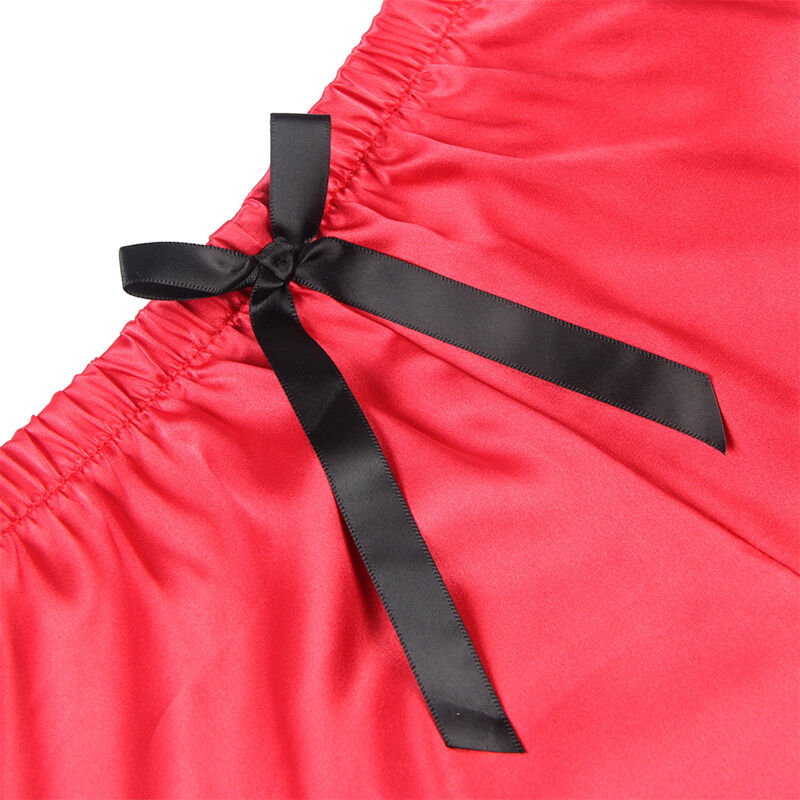 Conjunto de camisón de seda y pantalón de encaje negro y rojo — SUBBLIME SETS