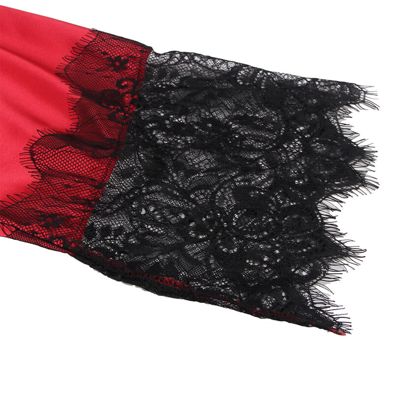 Caraco dentelle dos transparent avec string rouge et noir — SUBBLIME SETS