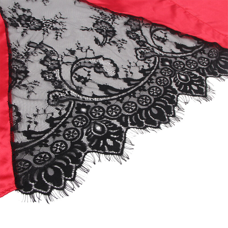 Caraco dentelle dos transparent avec string rouge et noir — SUBBLIME SETS