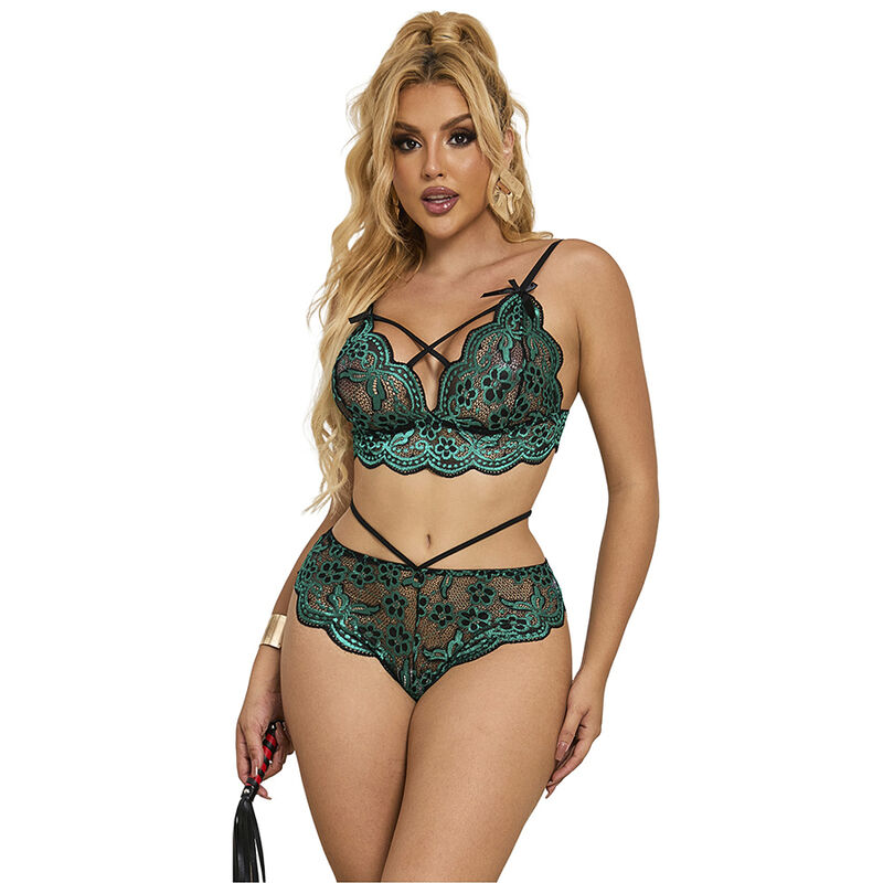Ensemble soutien-gorge et culotte dentelle vert émeraude — SUBBLIME SETS