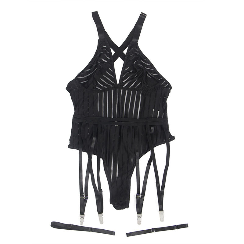 Body ajouré avec porte-jarretelles noir — SUBBLIME BODYSTOCKINGS