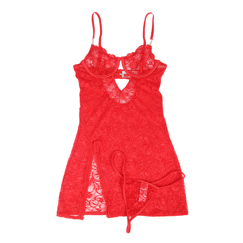 Babydoll de renda com alças ajustáveis vermelho — SUBBLIME BABYDOLLS