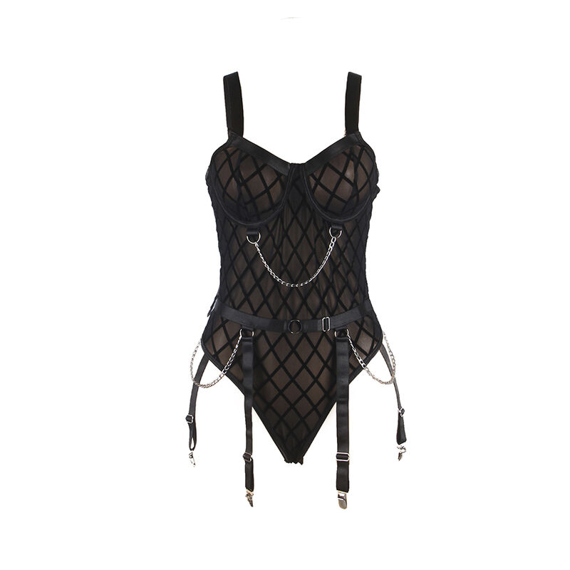 Body avec chaînes et porte-jarretelles noir — SUBBLIME BODIES