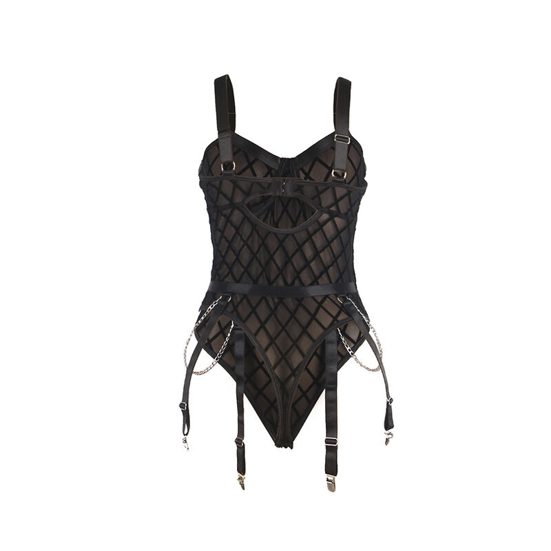 Body avec chaînes et porte-jarretelles noir — SUBBLIME BODIES
