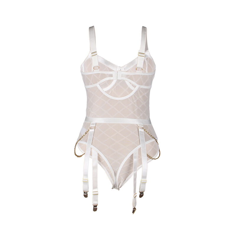 Body com correntes e meia-calça branca — SUBBLIME BODIES