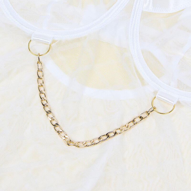 Body com correntes e meia-calça branca — SUBBLIME BODIES