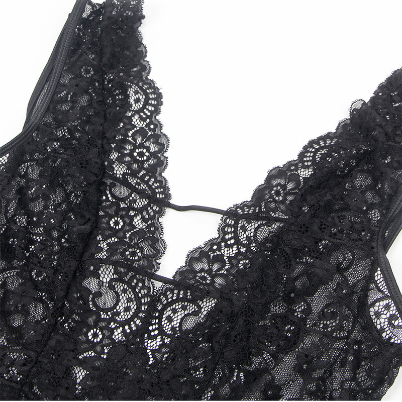 Body affriolant avec porte-jarretelles noir — SUBBLIME BODYSTOCKINGS