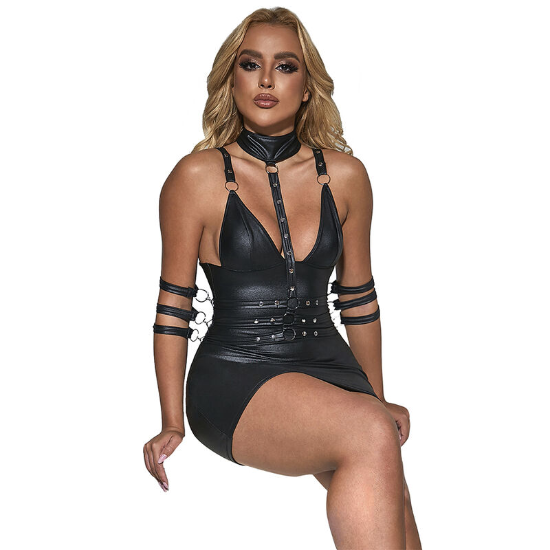Robe de bondage en cuir noir — SUBBLIME DRESSES