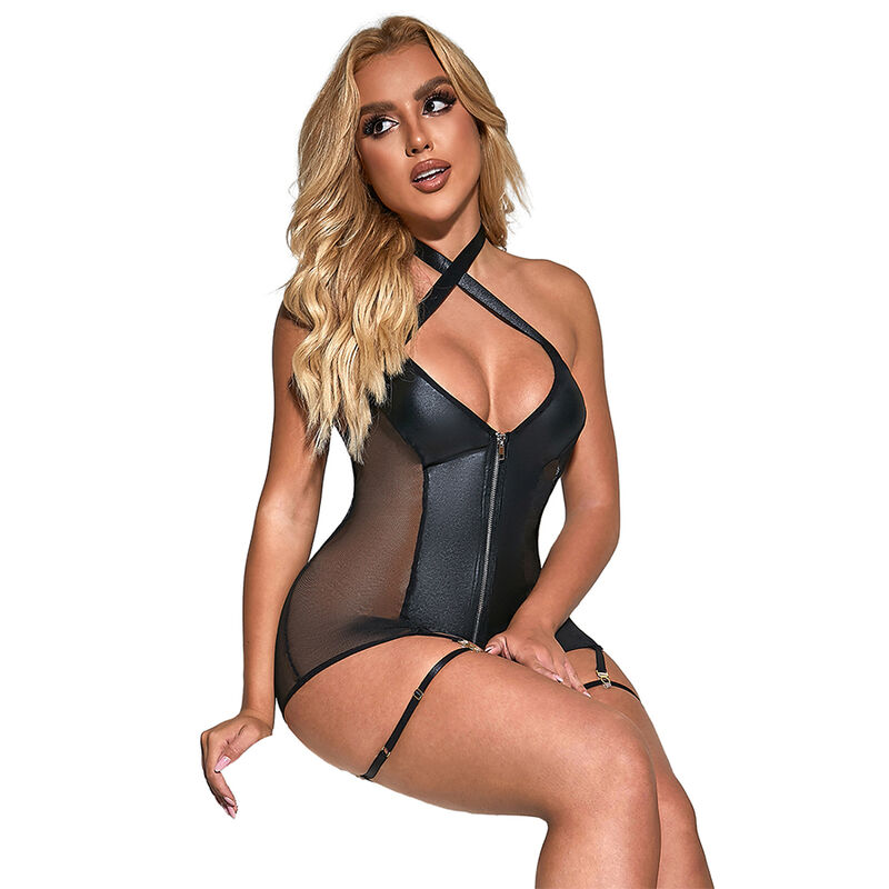 Robe sexy en maille cuir noir — SUBBLIME DRESSES