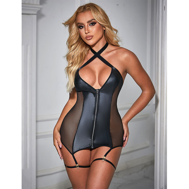 Robe sexy en maille cuir noir — SUBBLIME DRESSES