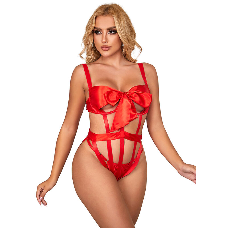 Body ajouré sexy avec nœud rouge — SUBBLIME BODYSTOCKINGS