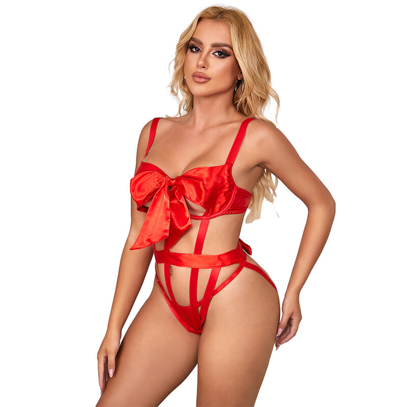 Body transparente com nó vermelho — SUBBLIME BODYSTOCKINGS