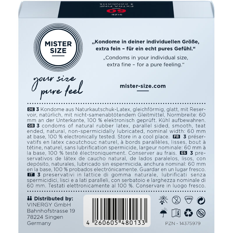 Préservatif taille XL 60 mm lot de 3 — MISTER SIZE