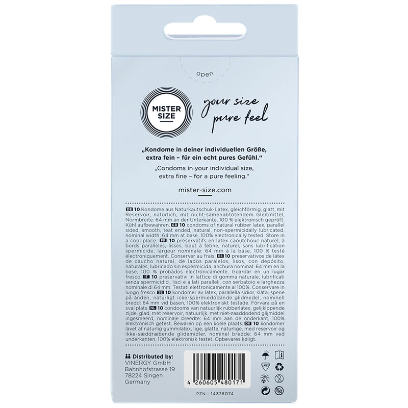 Préservatifs taille XXL 64 mm (10 unités) — MISTER SIZE