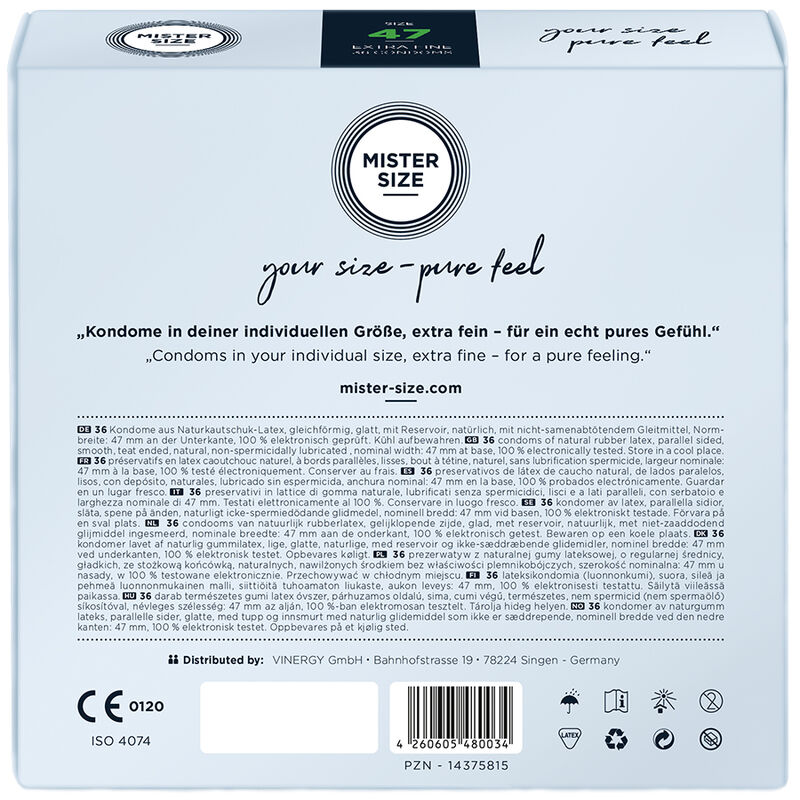 Préservatifs taille XS ultra-fins 47 mm (lot de 36) — MISTER SIZE
