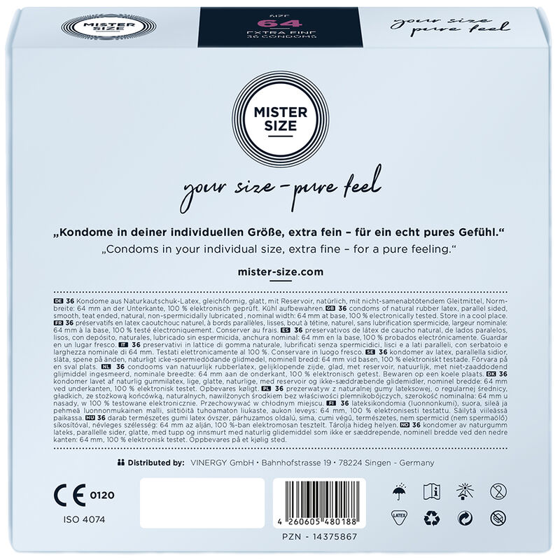 Préservatifs sur-mesure XXL 64 mm, lot de 36 — MISTER SIZE